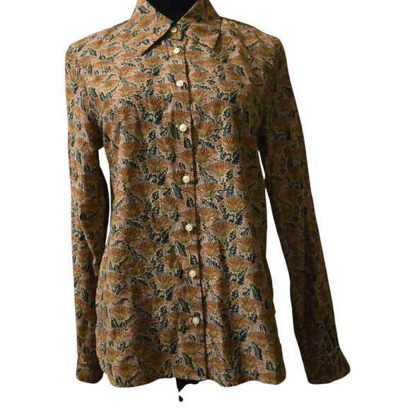 Trovata Birds Of Paradis M Silk /Cooton Artsy Tunic Top Preppy Career Corp Core - Picture 1 of 11